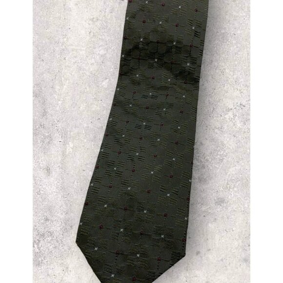 LORENZINI Silk Tie ITALY Gray Geometric W:3.7" EUC - Picture 6 of 6